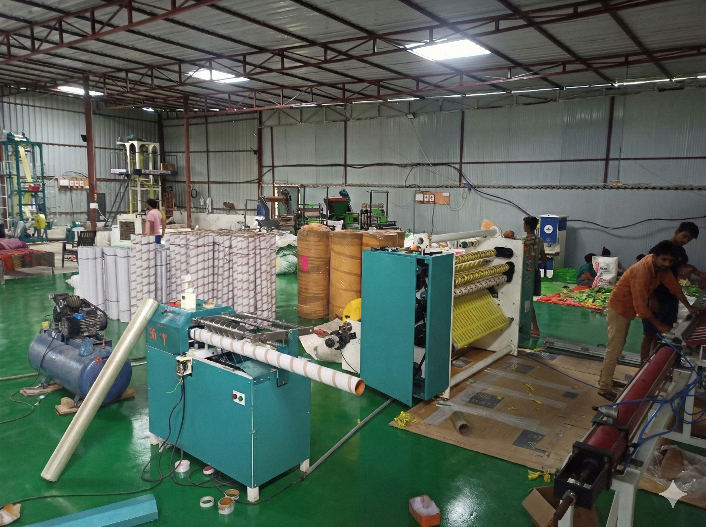 Packaging tape coating and slitting machinery